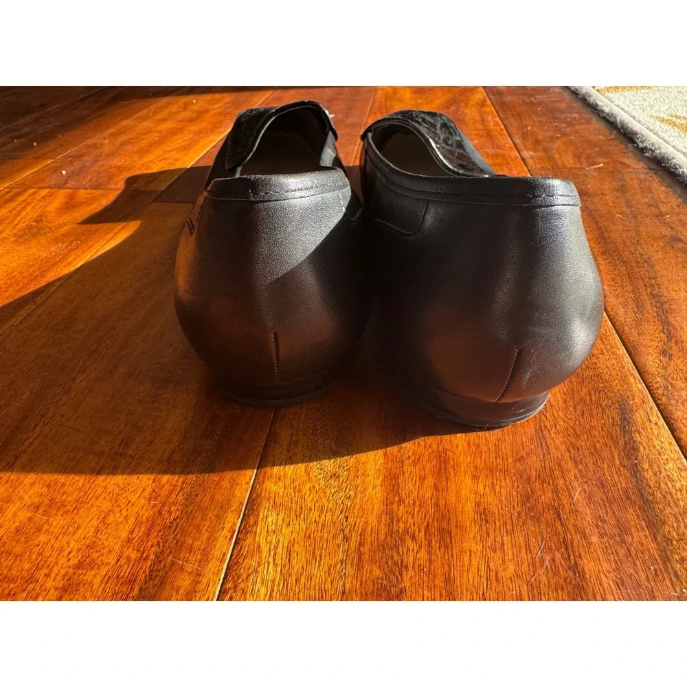 Bandolino Liberty Black Leather Croc Embossed Square Toe‎ Loafers BDLIBERTY 8.5W
